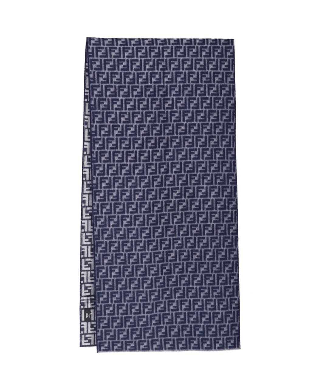 FENDI Синий шерстяной шарф, фото 1