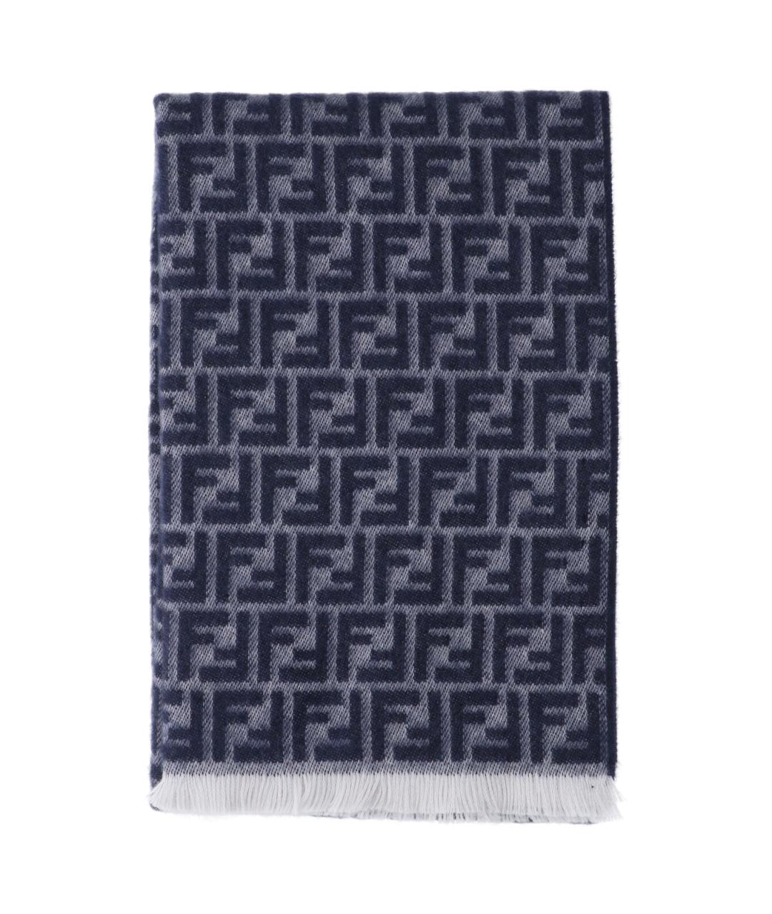 FENDI Синий шерстяной шарф, фото 2