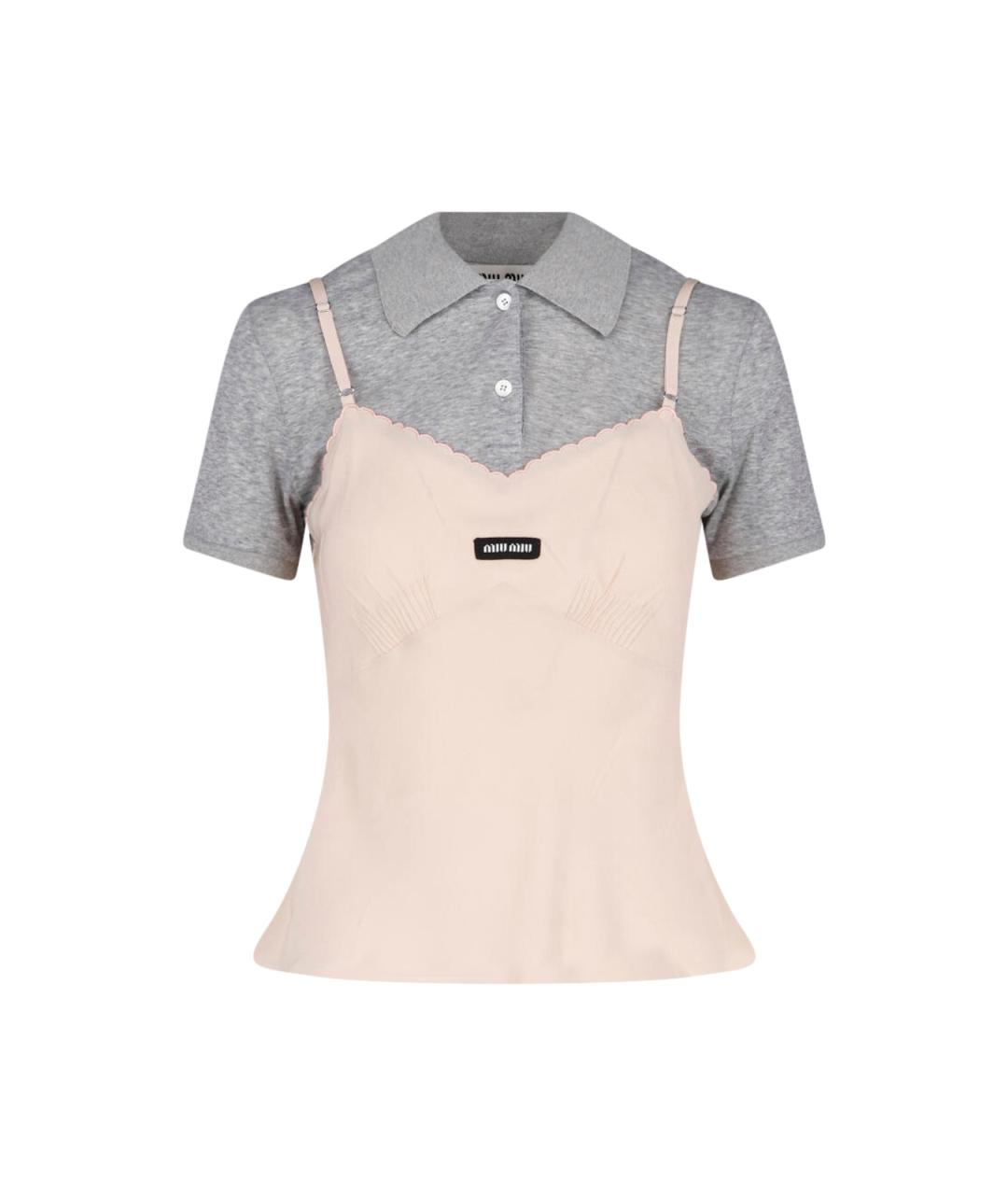 MIU MIU Розовая шелковая майка, фото 1