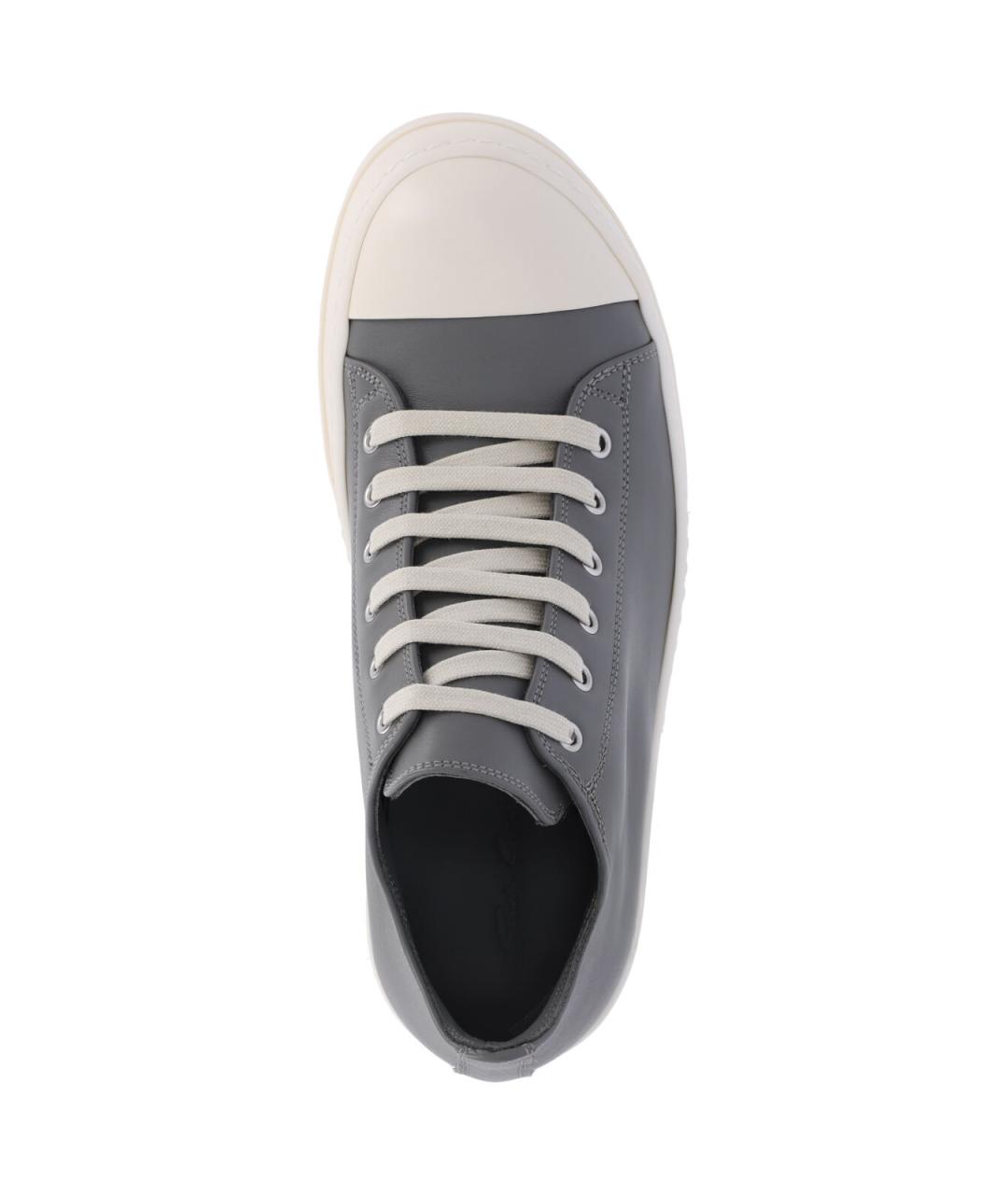 RICK OWENS Серые кожаные низкие кроссовки / кеды, фото 5