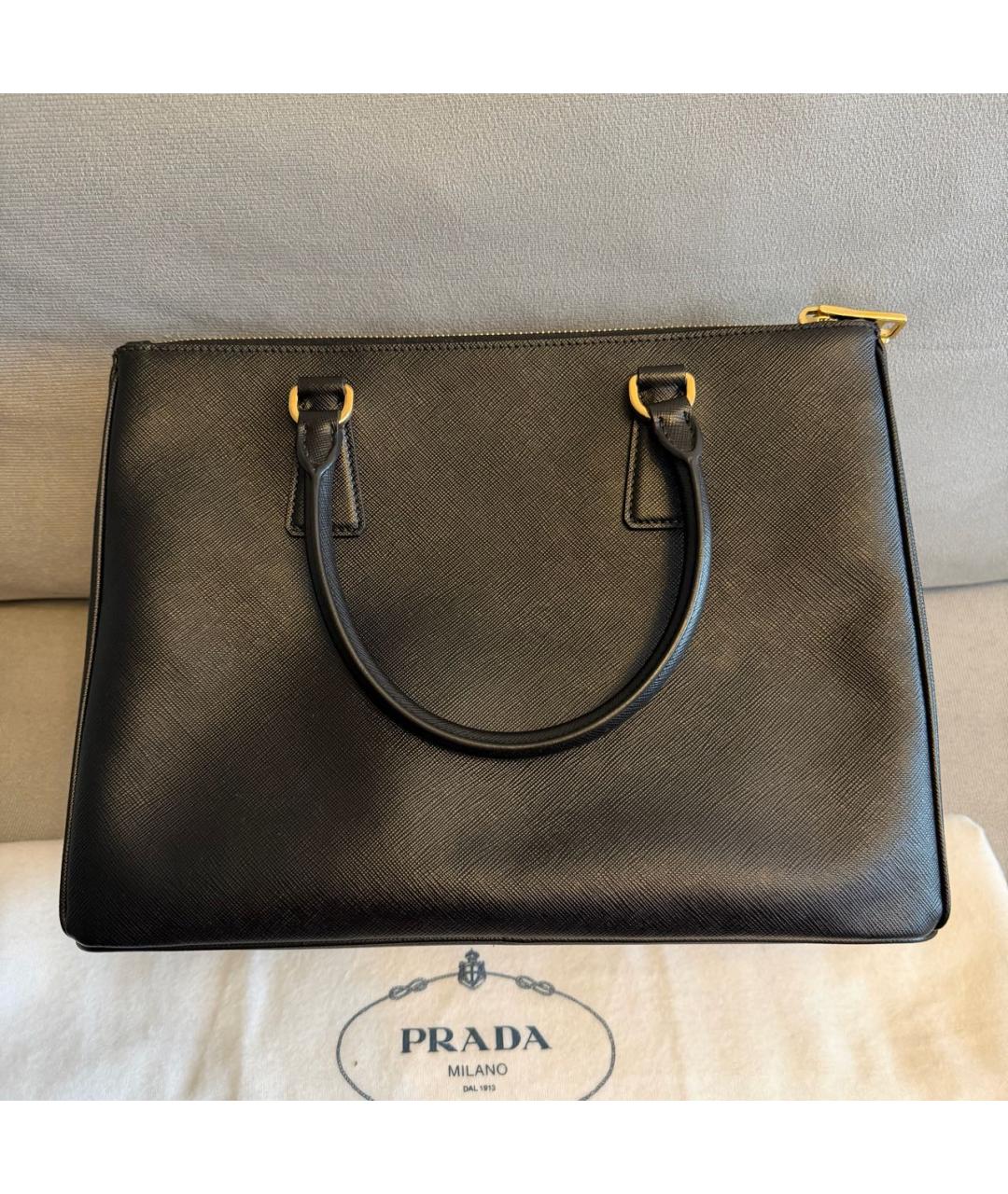 PRADA Черная кожаная сумка тоут, фото 3