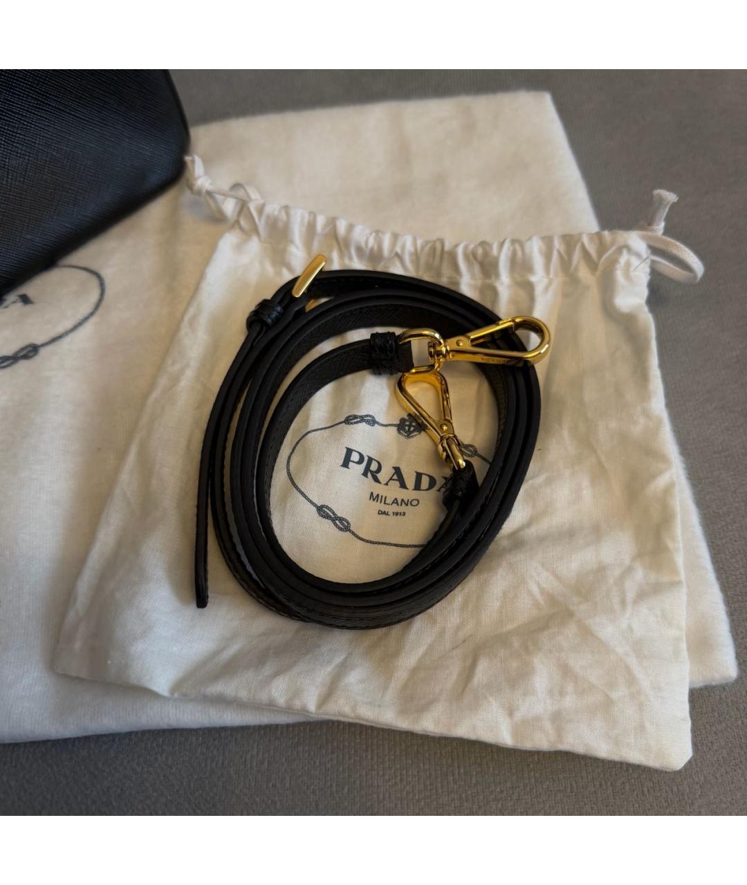 PRADA Черная кожаная сумка тоут, фото 7