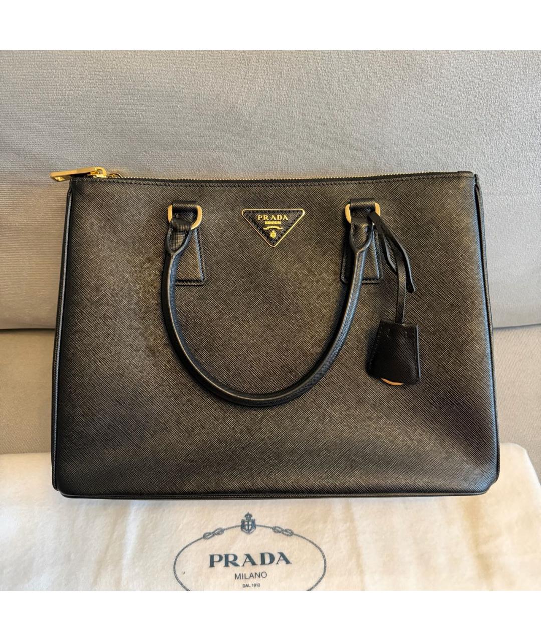 PRADA Черная кожаная сумка тоут, фото 2