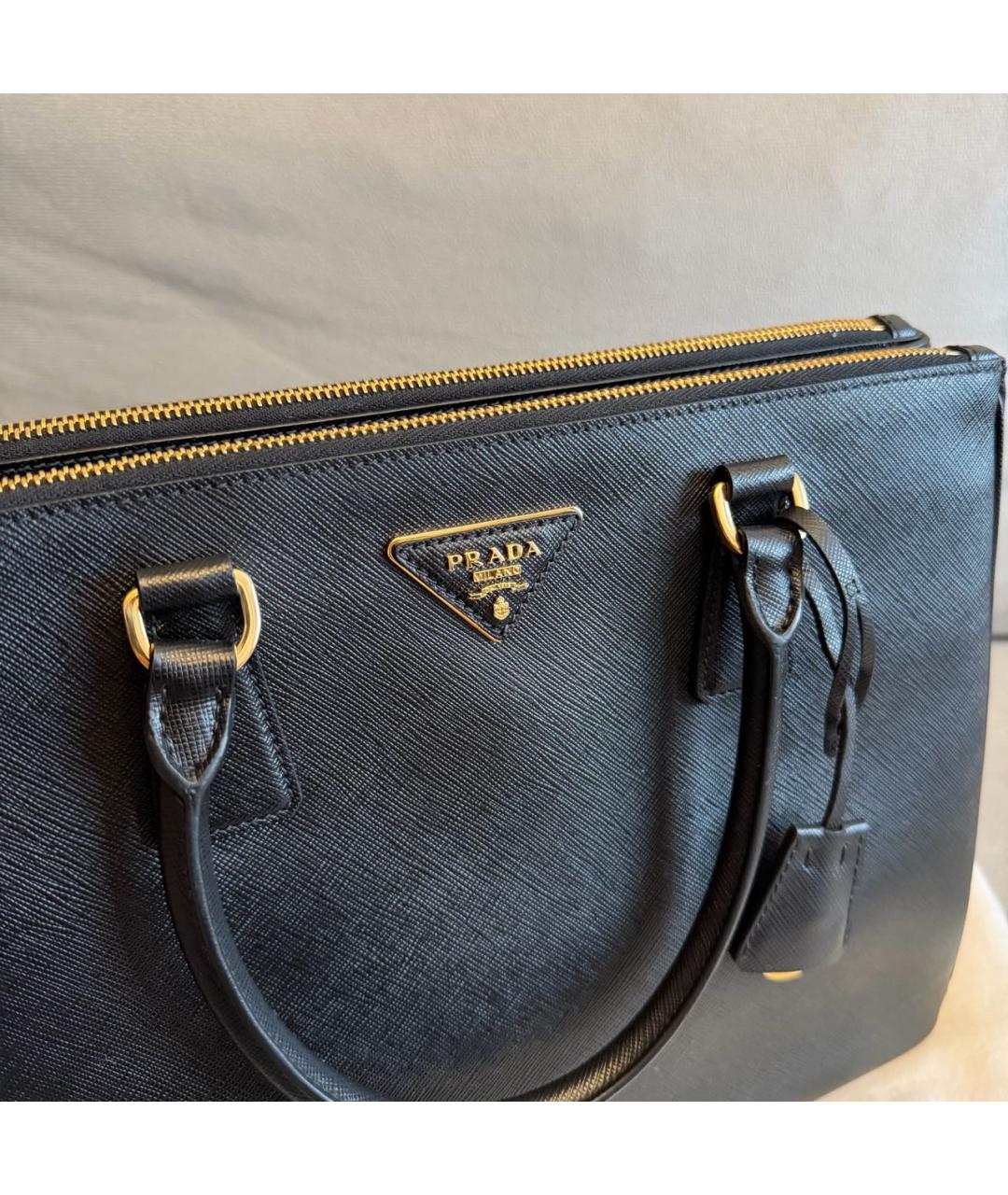 PRADA Черная кожаная сумка тоут, фото 5