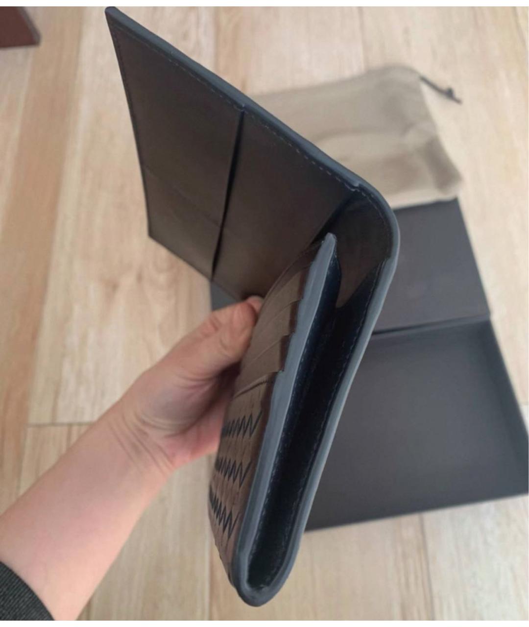 BOTTEGA VENETA Черный кожаный кошелек, фото 4