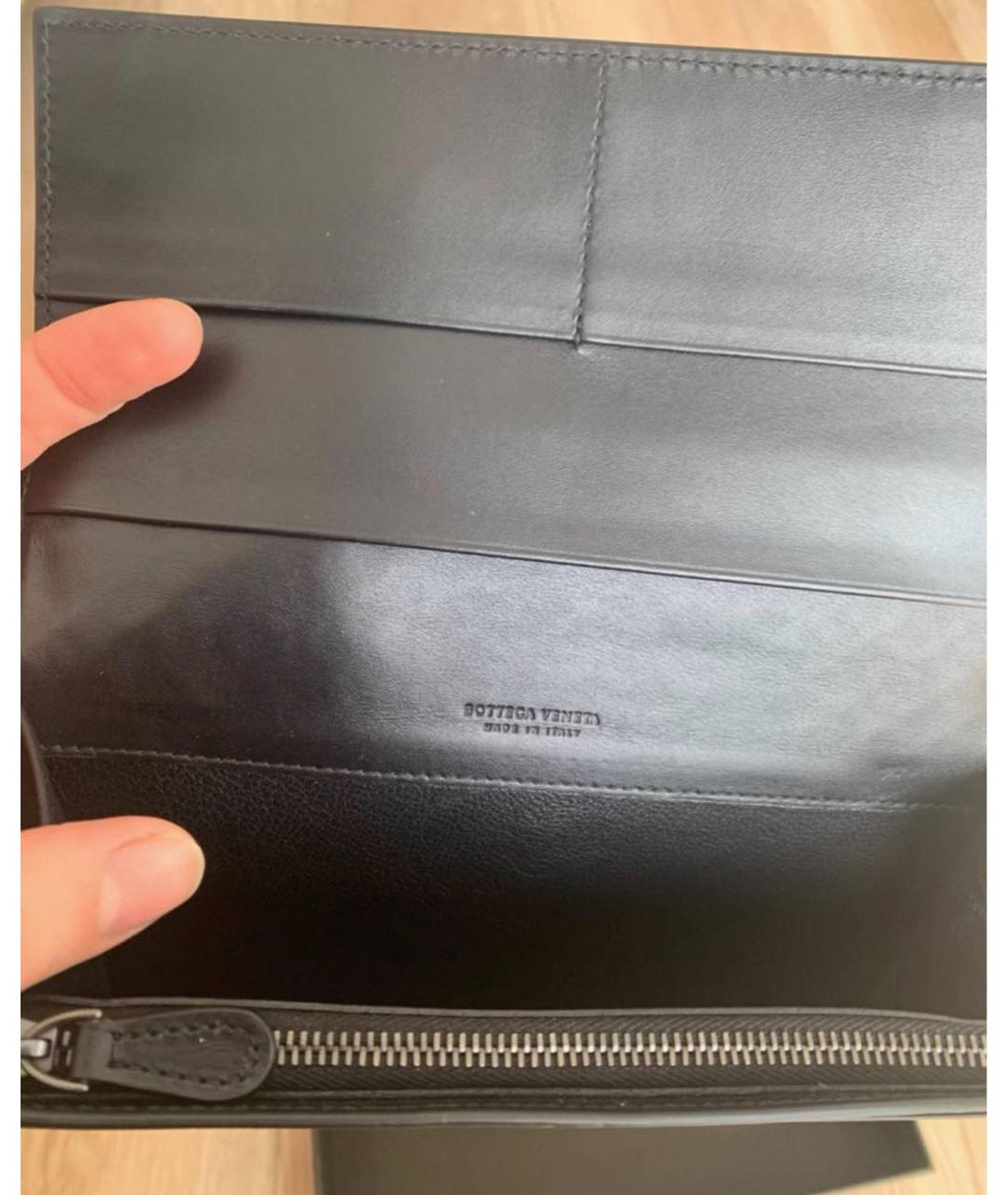 BOTTEGA VENETA Черный кожаный кошелек, фото 3