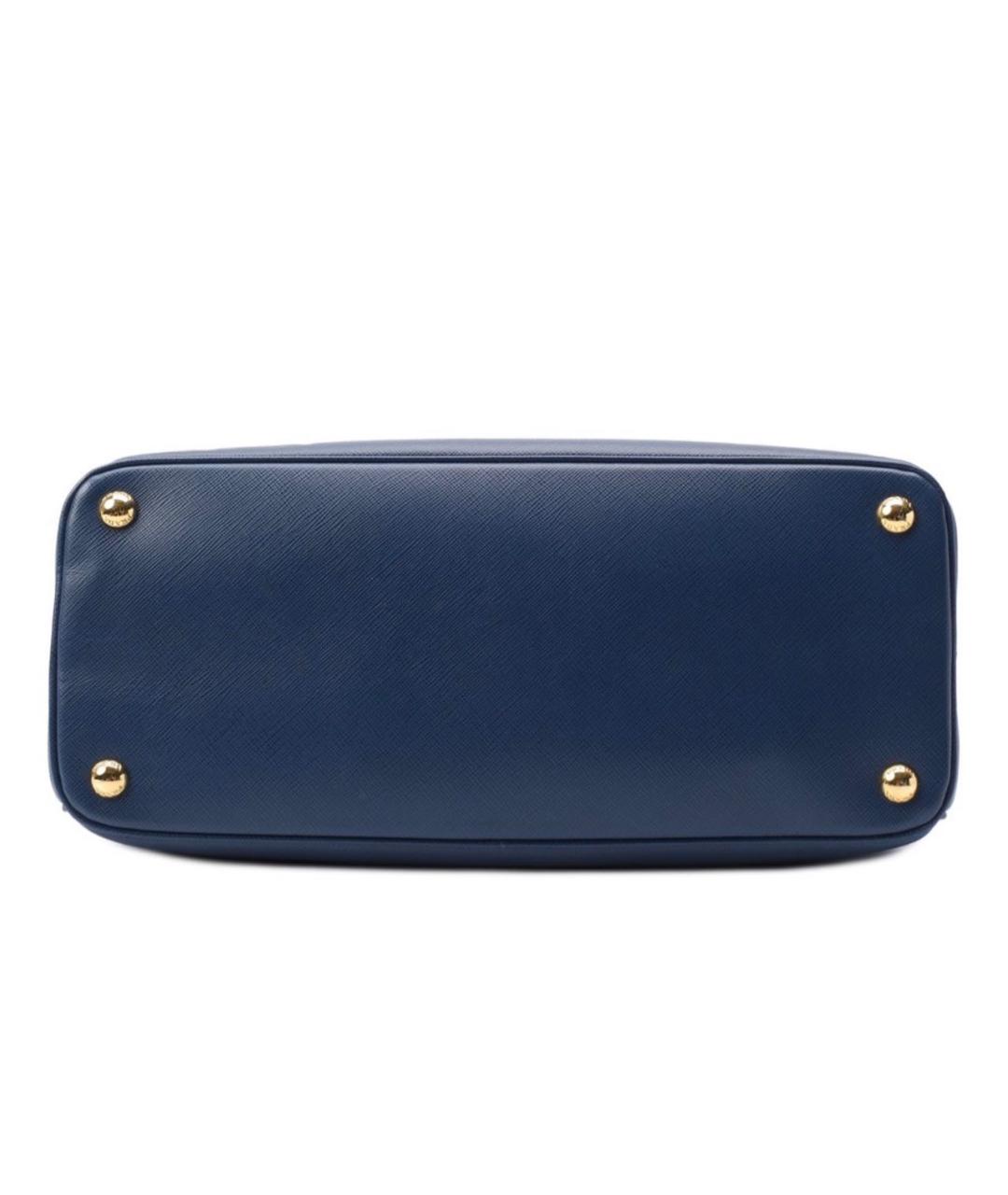 PRADA Темно-синяя кожаная сумка тоут, фото 4