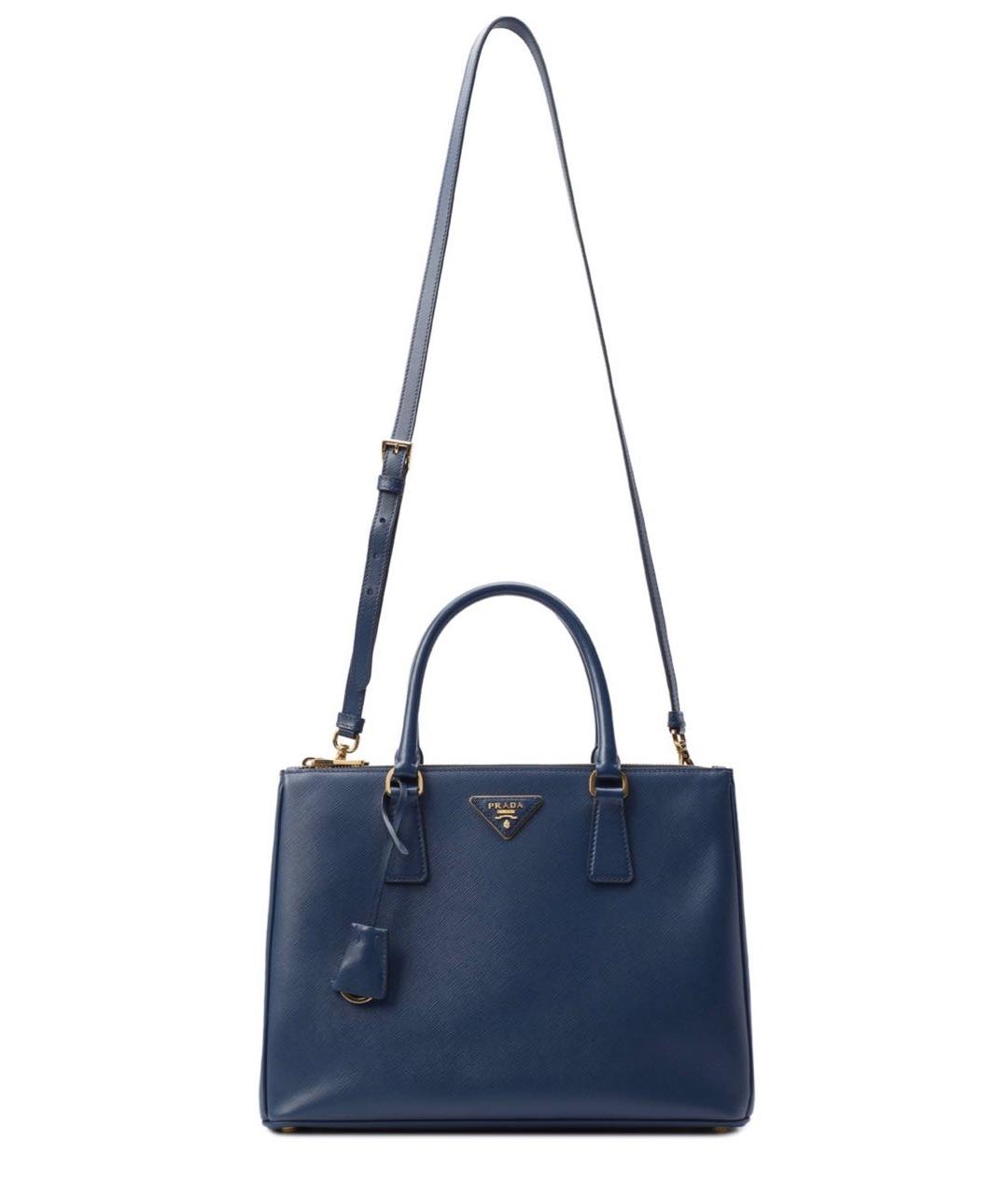 PRADA Темно-синяя кожаная сумка тоут, фото 6