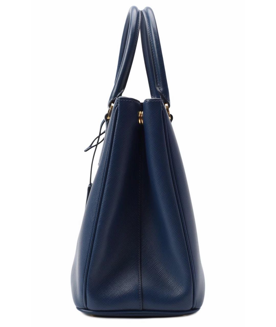 PRADA Темно-синяя кожаная сумка тоут, фото 3