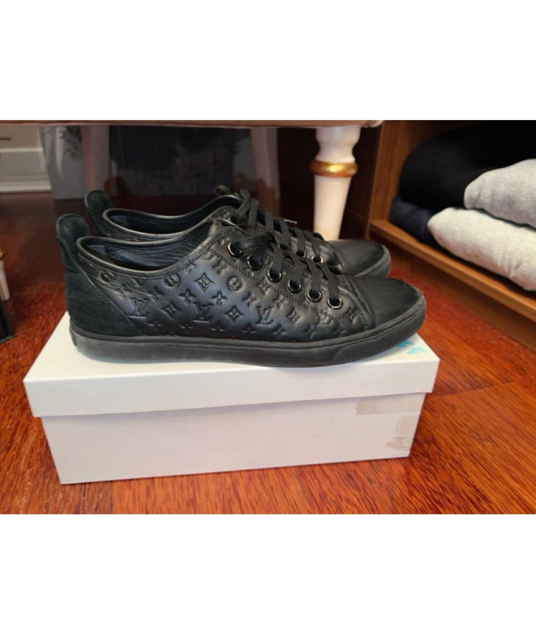 LOUIS VUITTON Черные кожаные кеды, фото 4