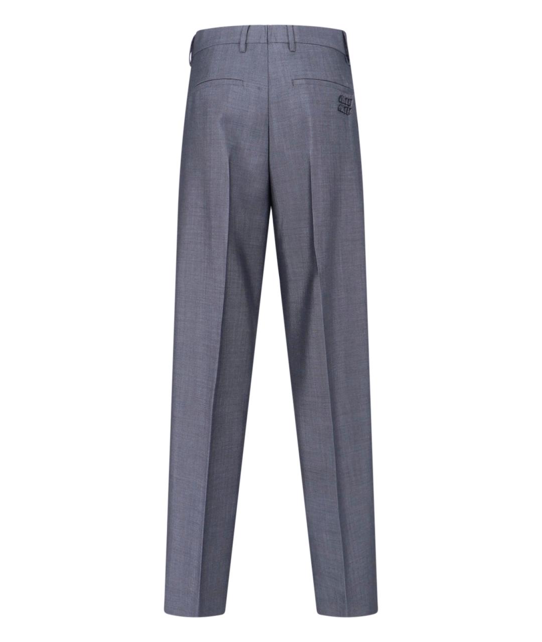 MIU MIU Серые шерстяные прямые брюки, фото 2