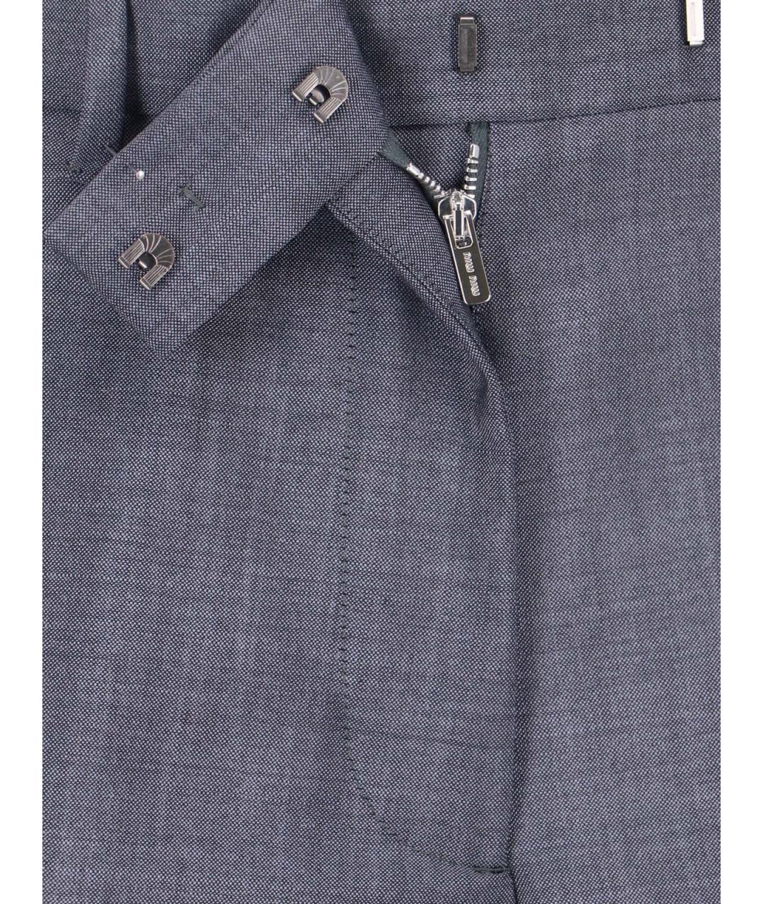 MIU MIU Серые шерстяные прямые брюки, фото 4