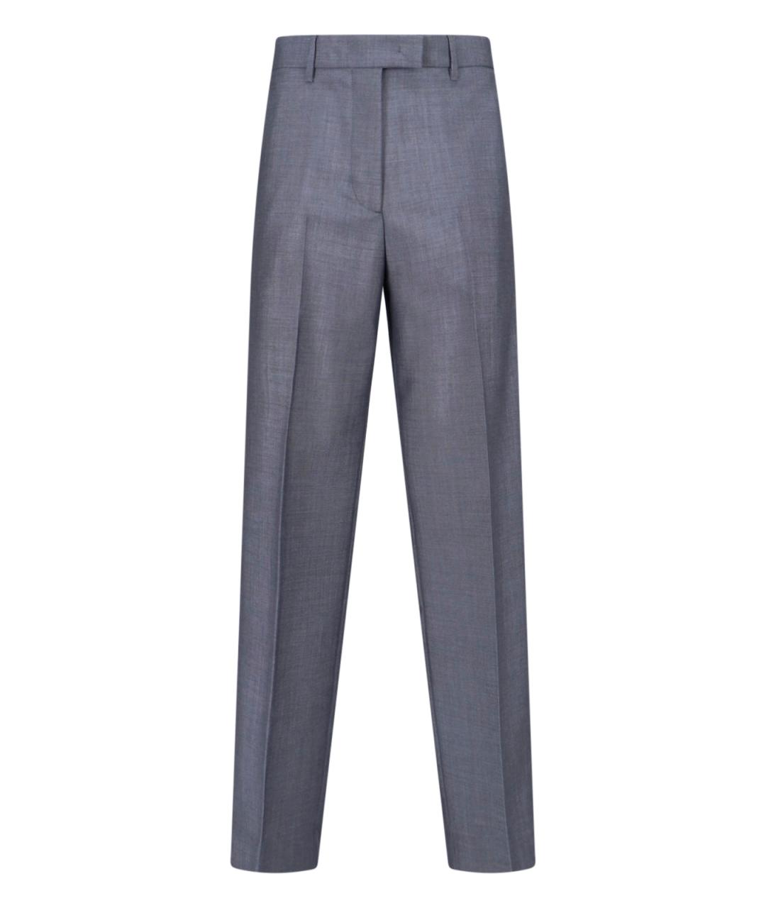 MIU MIU Серые шерстяные прямые брюки, фото 1