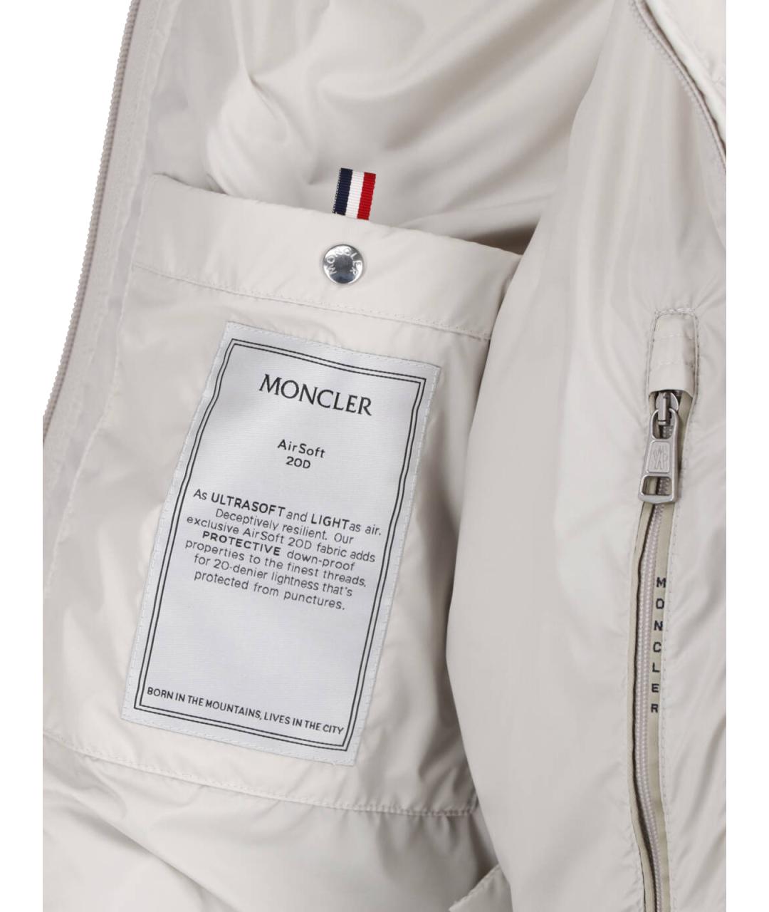 MONCLER Серый полиэстеровый пуховик, фото 5