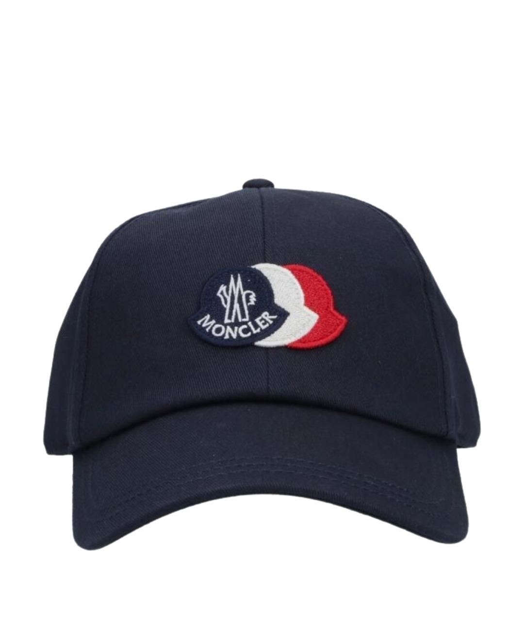 MONCLER Темно-синяя хлопковая кепка/бейсболка, фото 1