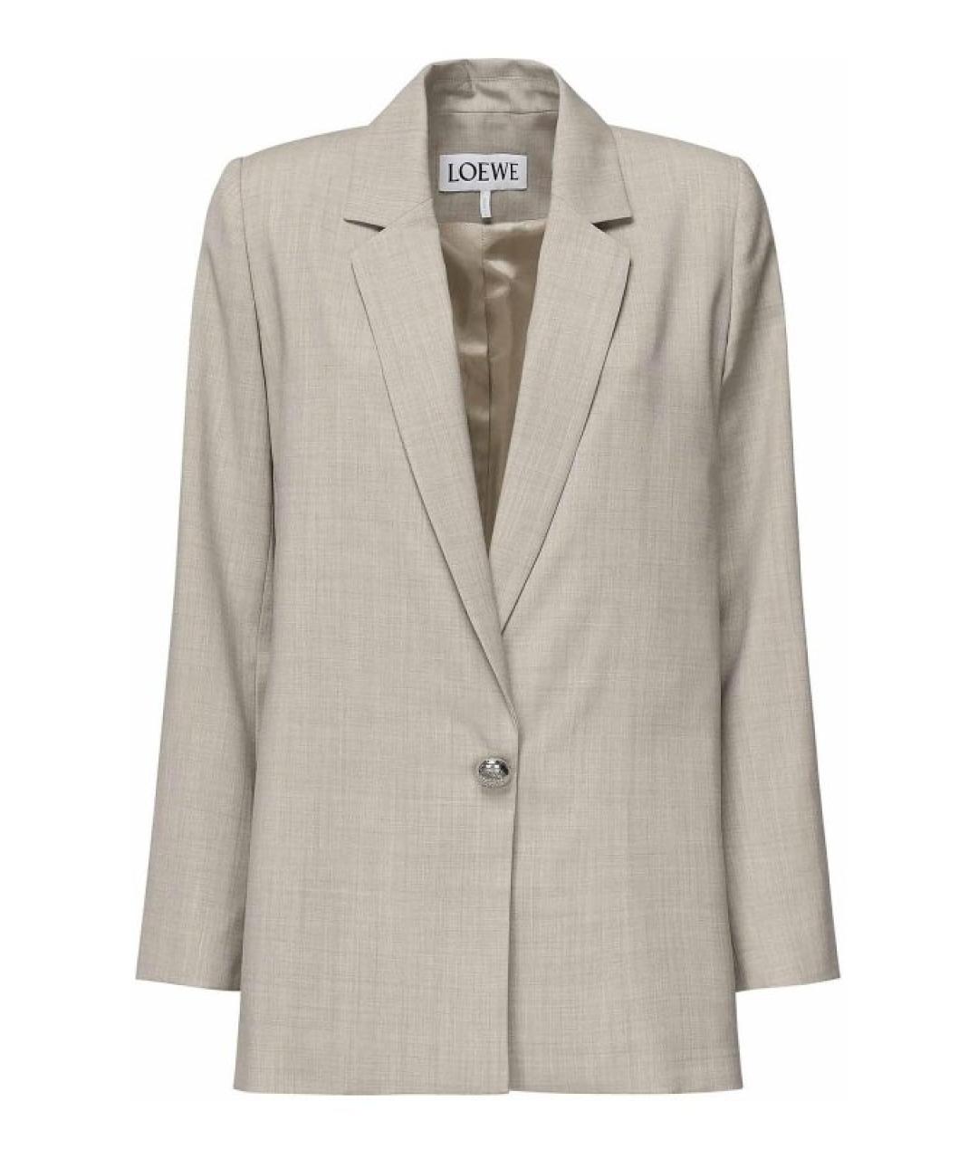 LOEWE Бежевый шерстяной жакет/пиджак, фото 1