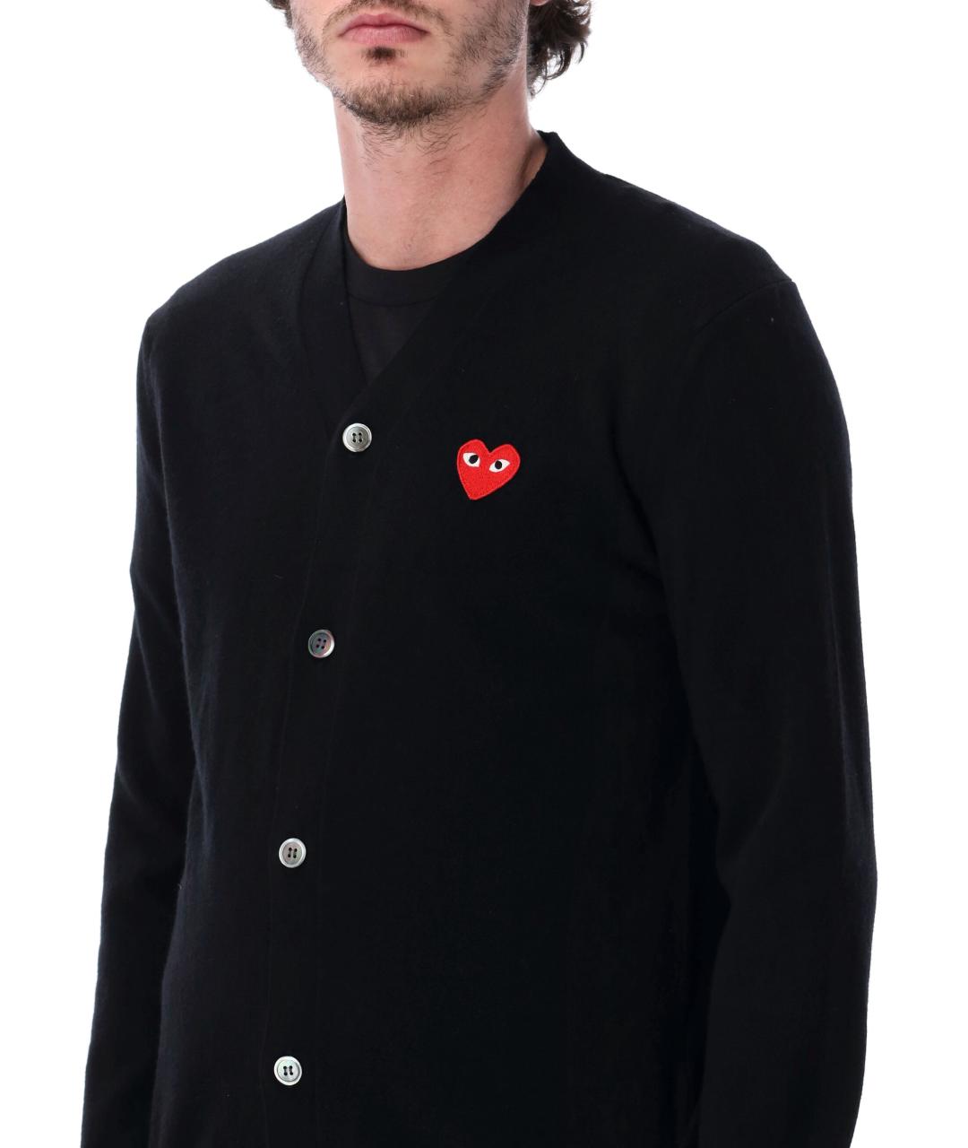 COMME DES GARÇONS PLAY Черный шерстяной кардиган, фото 3
