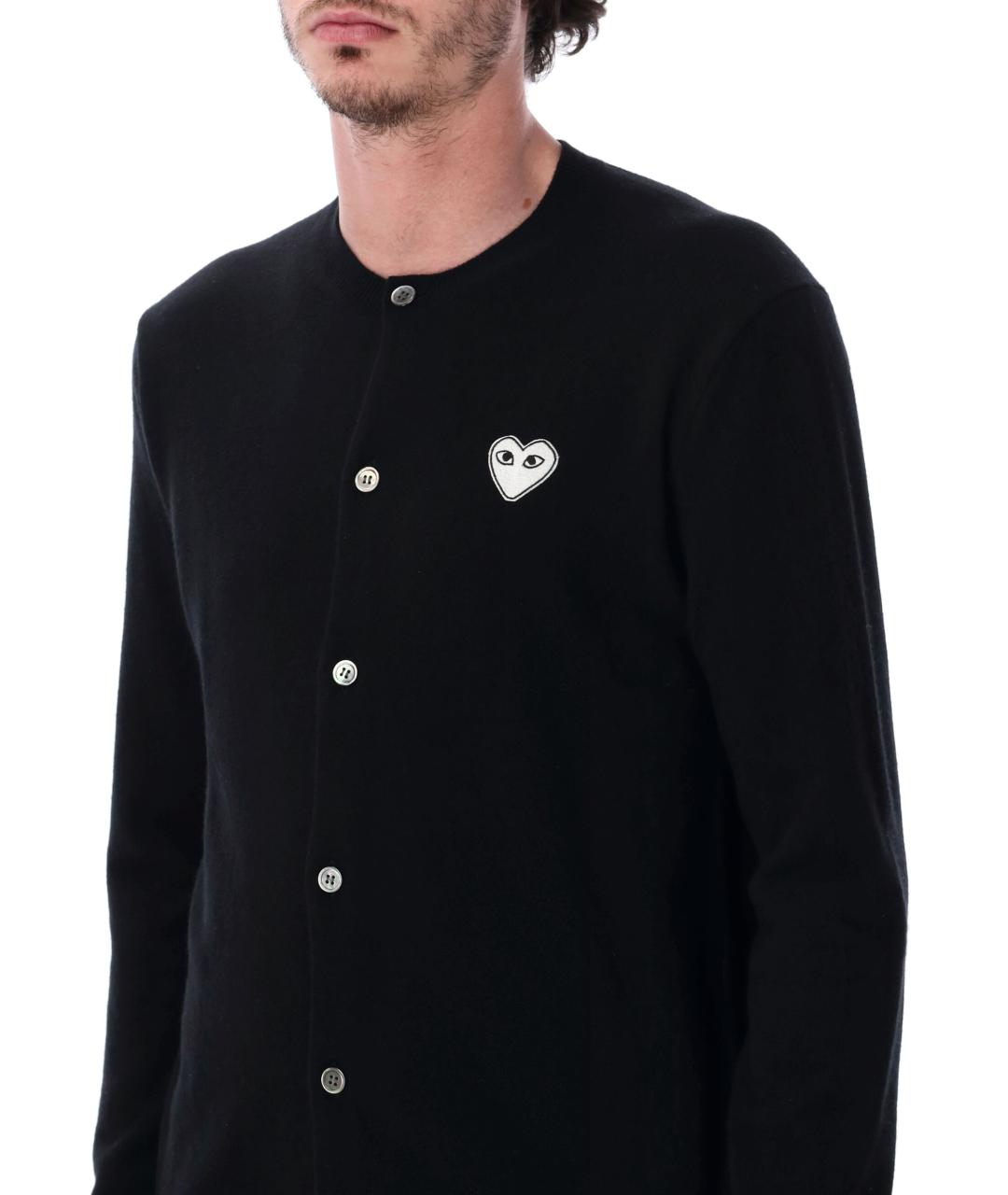 COMME DES GARÇONS PLAY Черный шерстяной кардиган, фото 3
