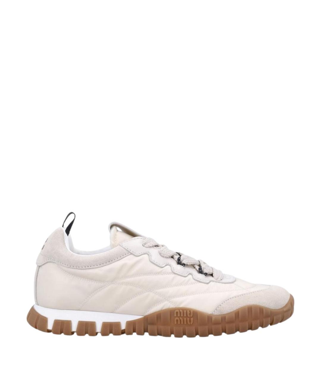 MIU MIU Белые текстильные кроссовки, фото 1
