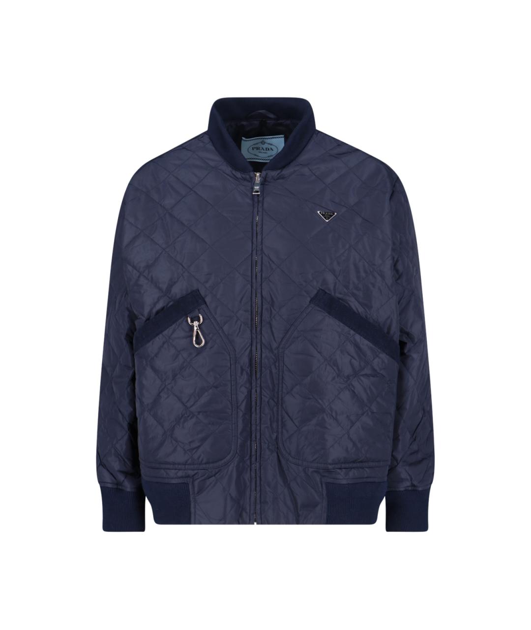 PRADA Темно-синяя полиамидовая куртка, фото 2