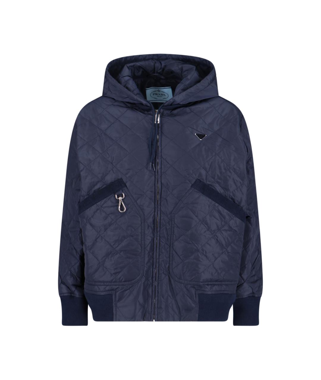 PRADA Темно-синяя полиамидовая куртка, фото 1