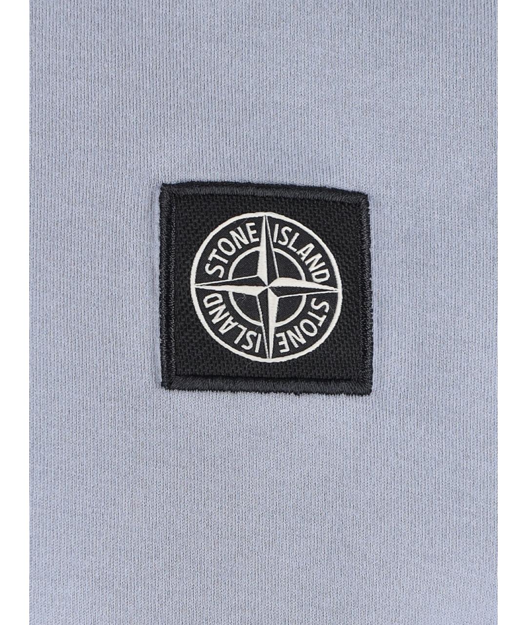 STONE ISLAND Голубая хлопковая футболка, фото 3