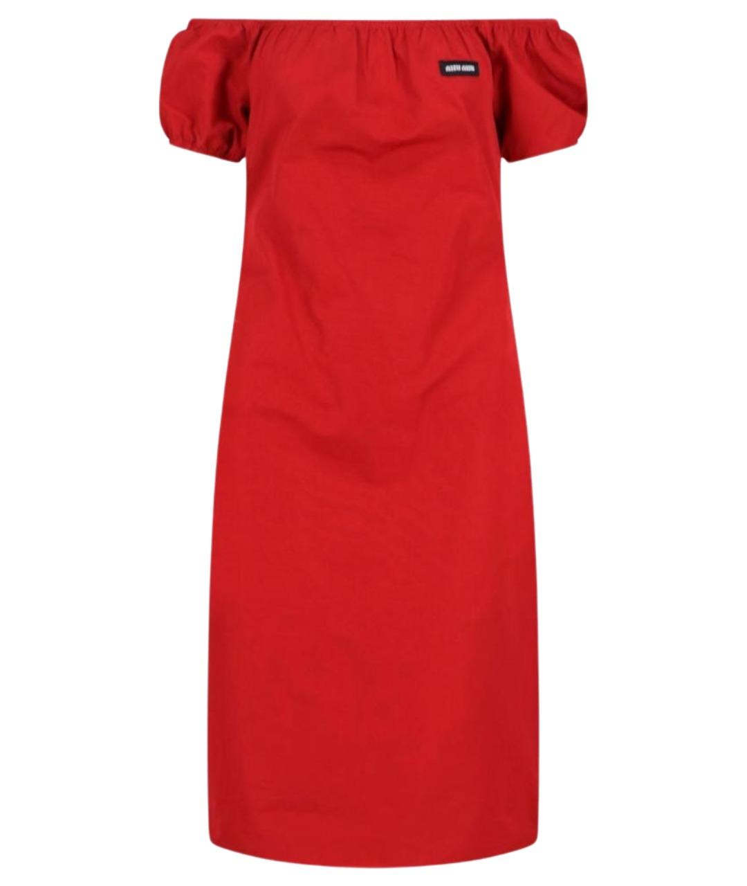 MIU MIU Красное хлопковое коктейльное платье, фото 1