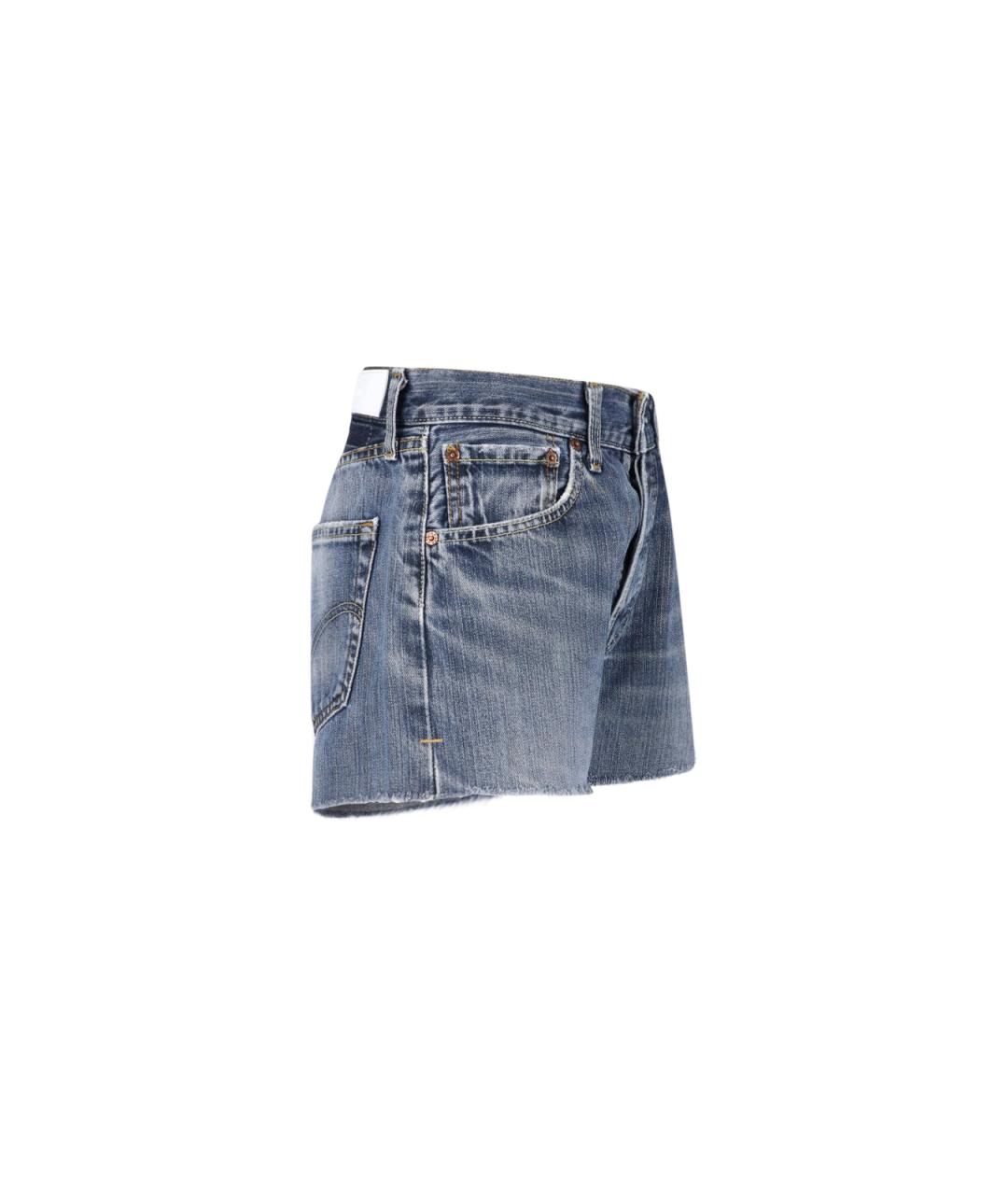 RE/DONE Синие хлопковые шорты, фото 3