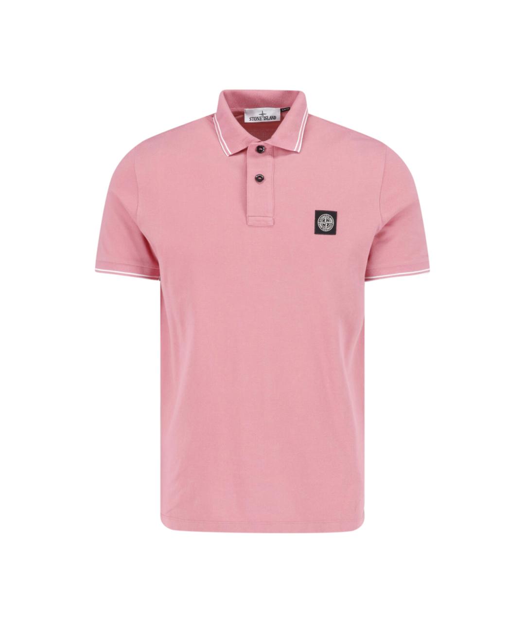 STONE ISLAND Розовое хлопковое поло с коротким рукавом, фото 1