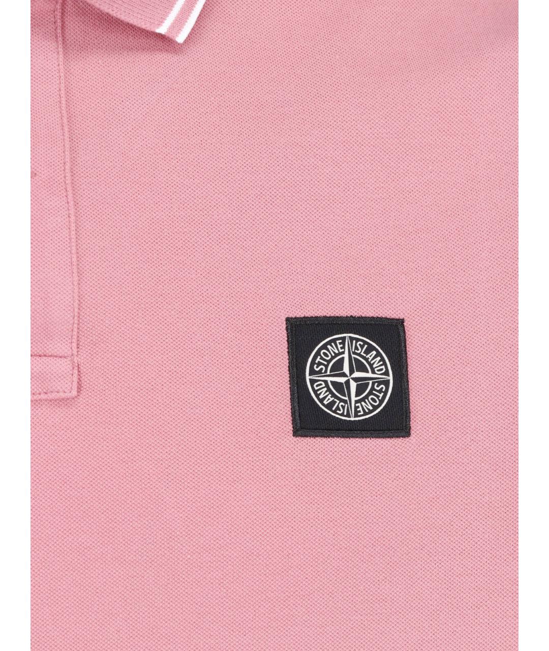 STONE ISLAND Розовое хлопковое поло с коротким рукавом, фото 3