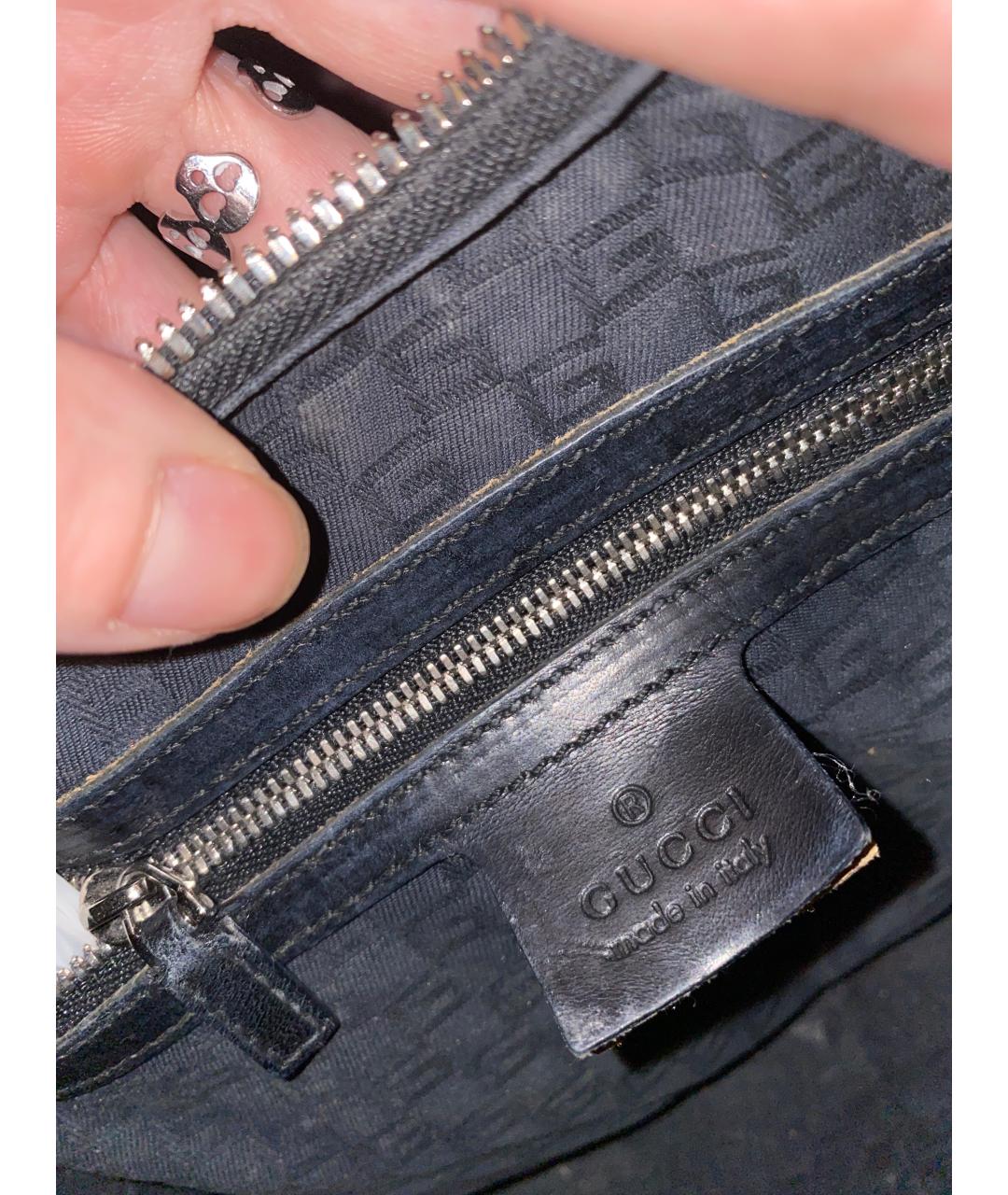 GUCCI Черная кожаная сумка с короткими ручками, фото 5