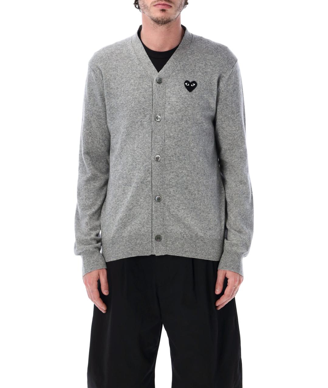 COMME DES GARÇONS PLAY Серый шерстяной кардиган, фото 1