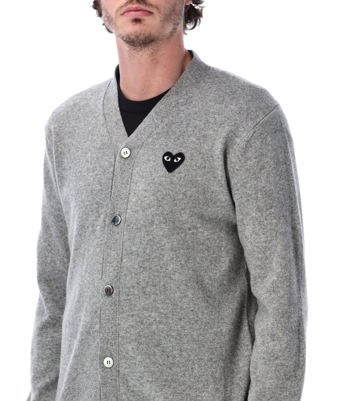 COMME DES GARÇONS PLAY Серый шерстяной кардиган, фото 3