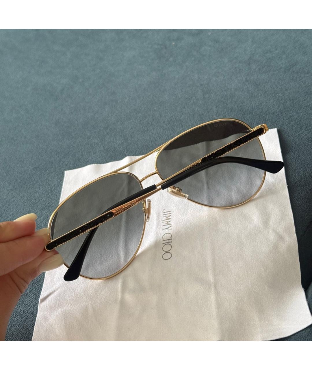 JIMMY CHOO Зеленые металлические солнцезащитные очки, фото 3