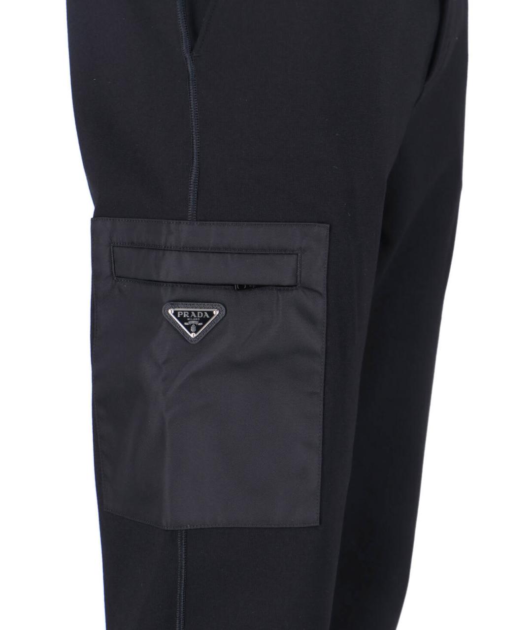 PRADA Черные вискозные повседневные брюки, фото 2