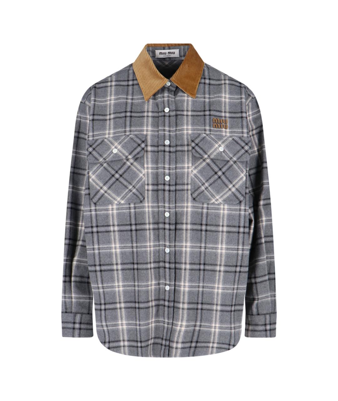 MIU MIU Серая хлопковая рубашка, фото 1