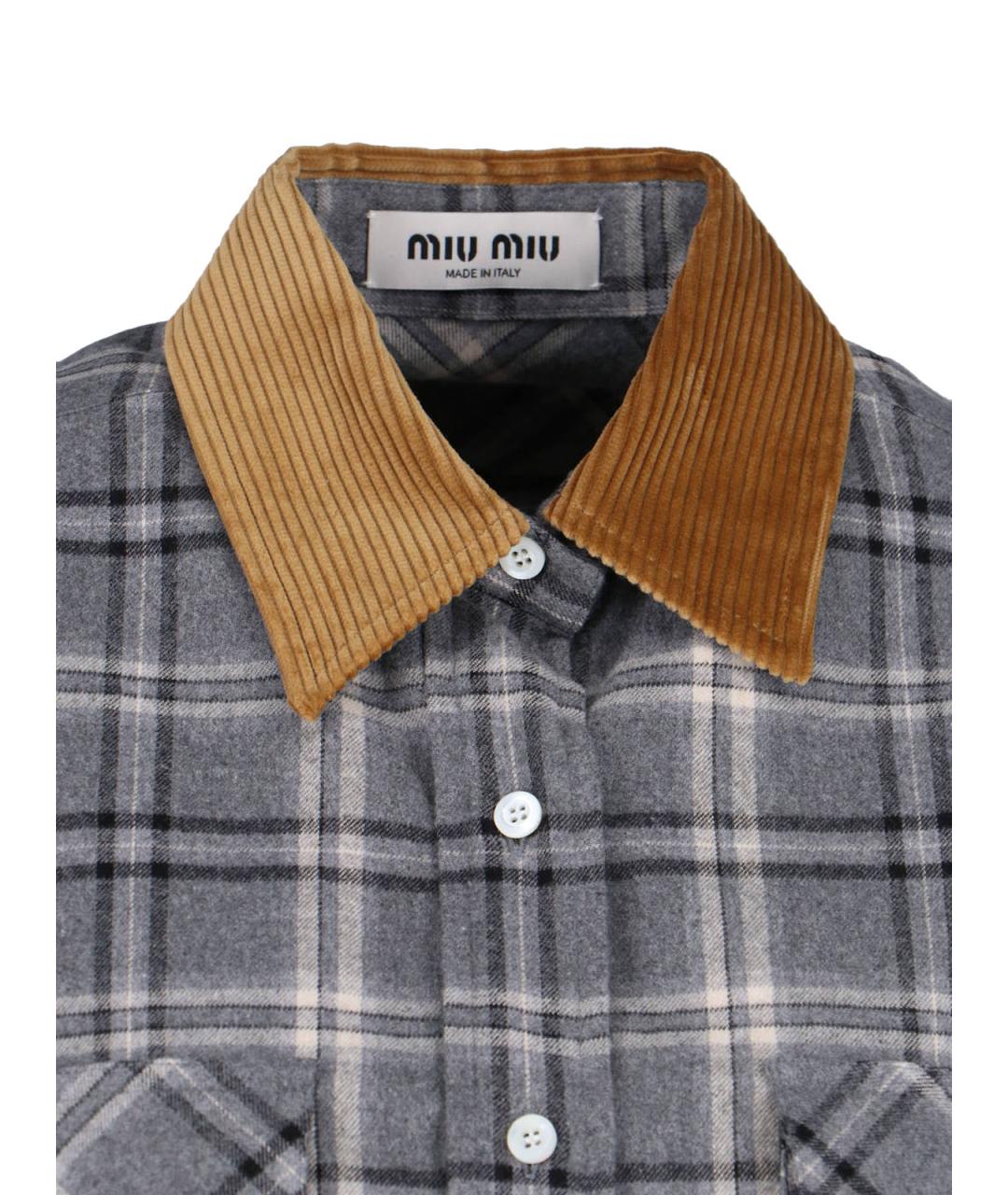 MIU MIU Серая хлопковая рубашка, фото 4
