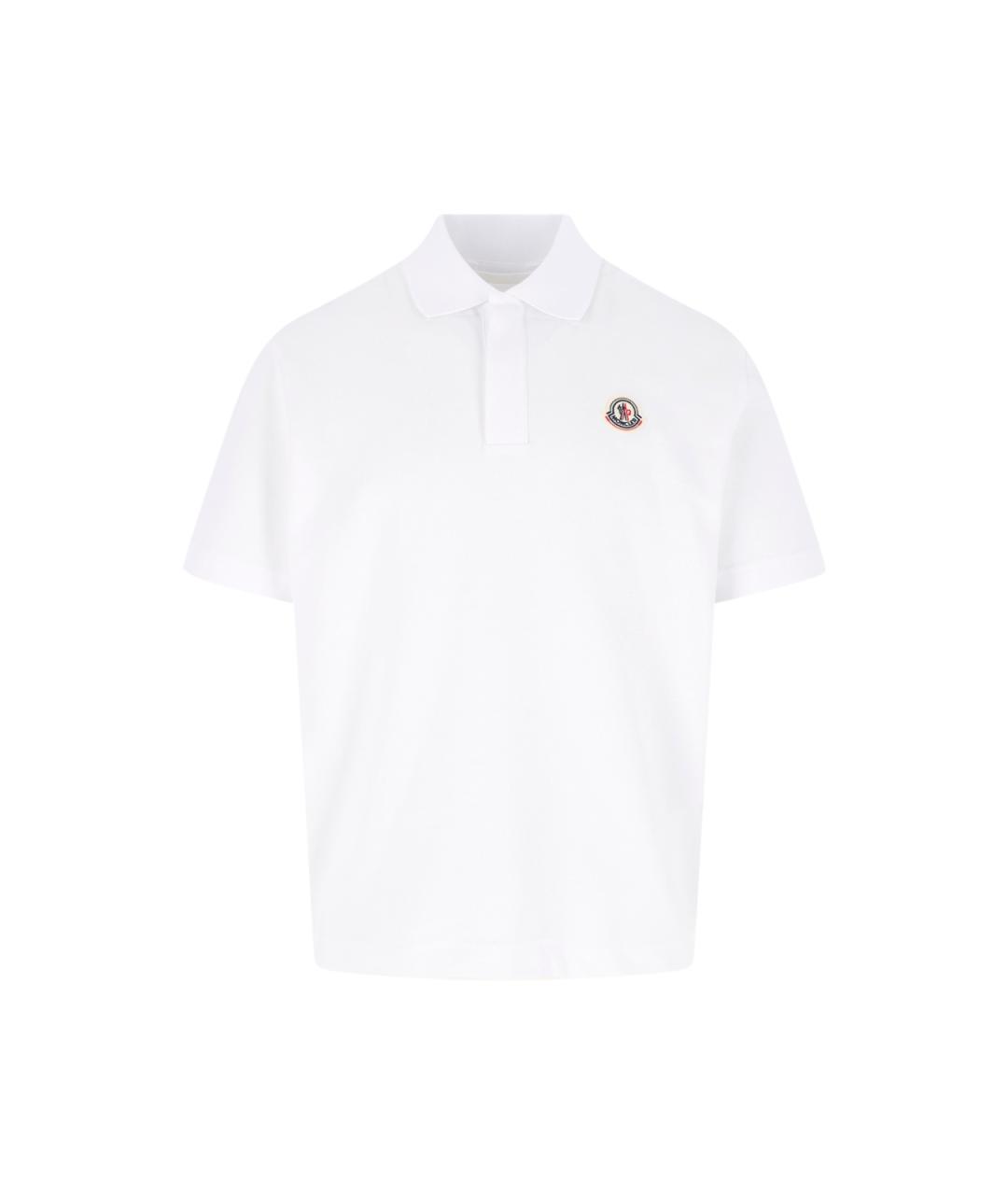 MONCLER Белое хлопковое поло с коротким рукавом, фото 1