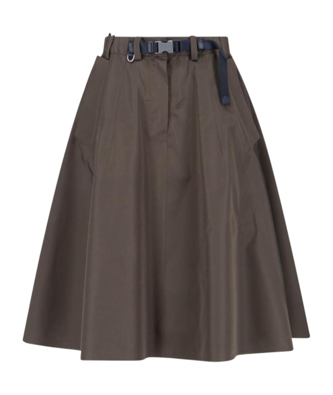 PRADA Коричневая полиэстеровая юбка миди, фото 1