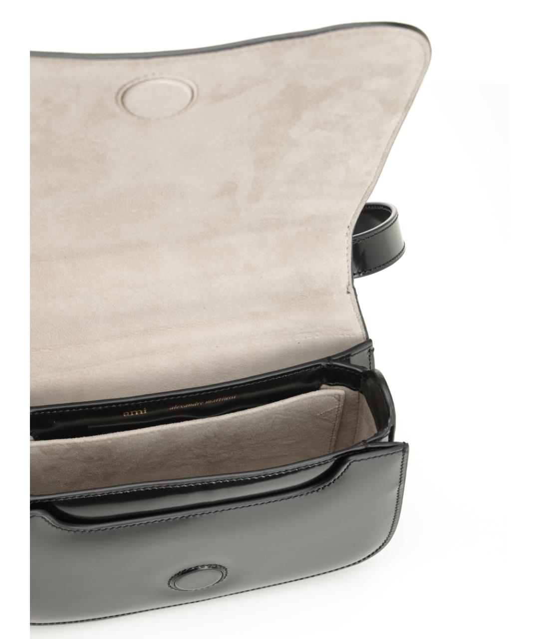 Ami Paris Черная кожаная сумка с короткими ручками, фото 4