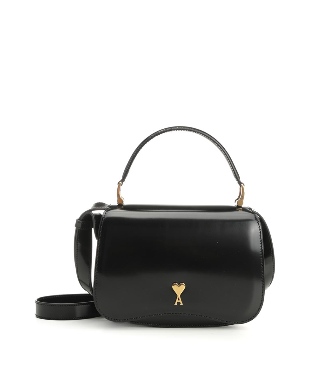 Ami Paris Черная кожаная сумка с короткими ручками, фото 1