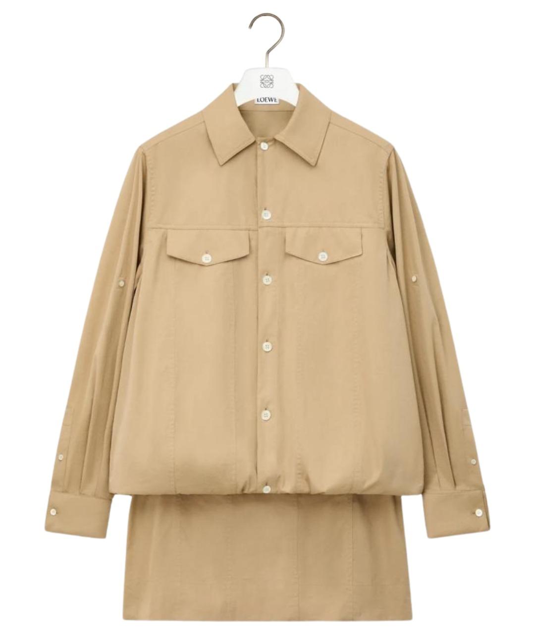 LOEWE Бежевое хлопковое повседневное платье, фото 5