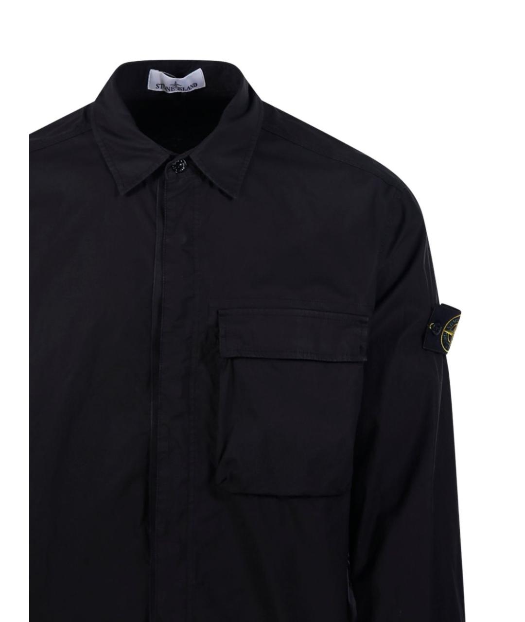 STONE ISLAND Черная хлопковая кэжуал рубашка, фото 4
