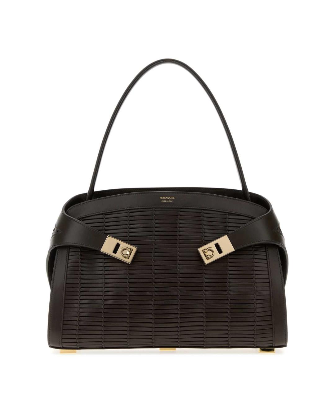 FERRAGAMO Коричневая кожаная сумка с короткими ручками, фото 1