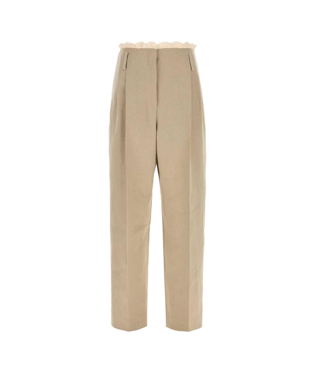 MAGDA BUTRYM Бежевые льняные прямые брюки, фото 1