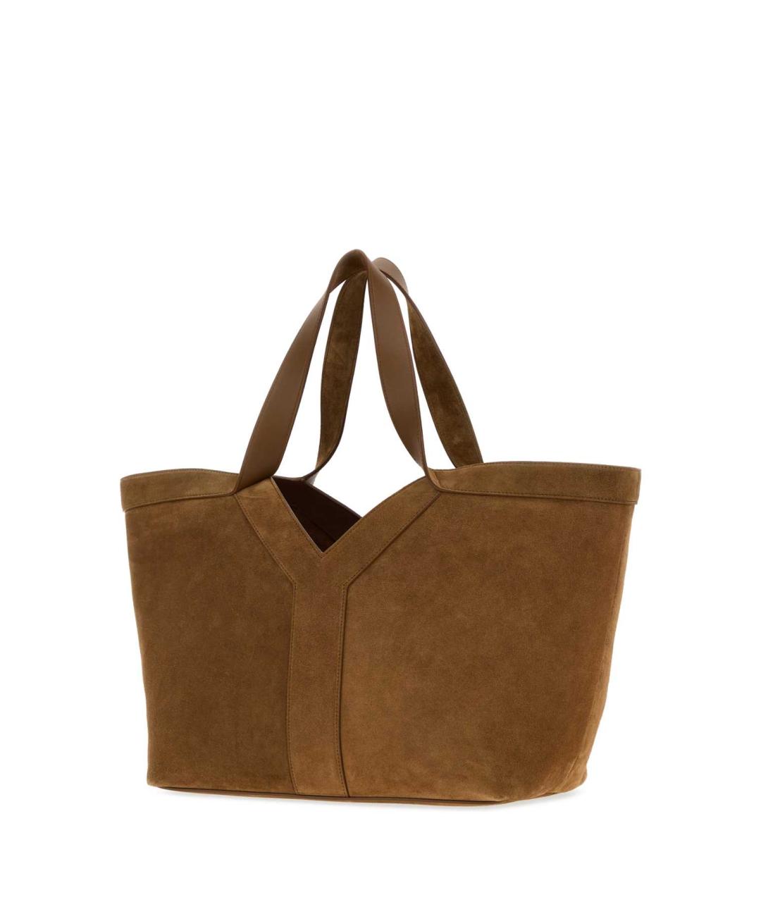 SAINT LAURENT Бежевая замшевая сумка тоут, фото 2