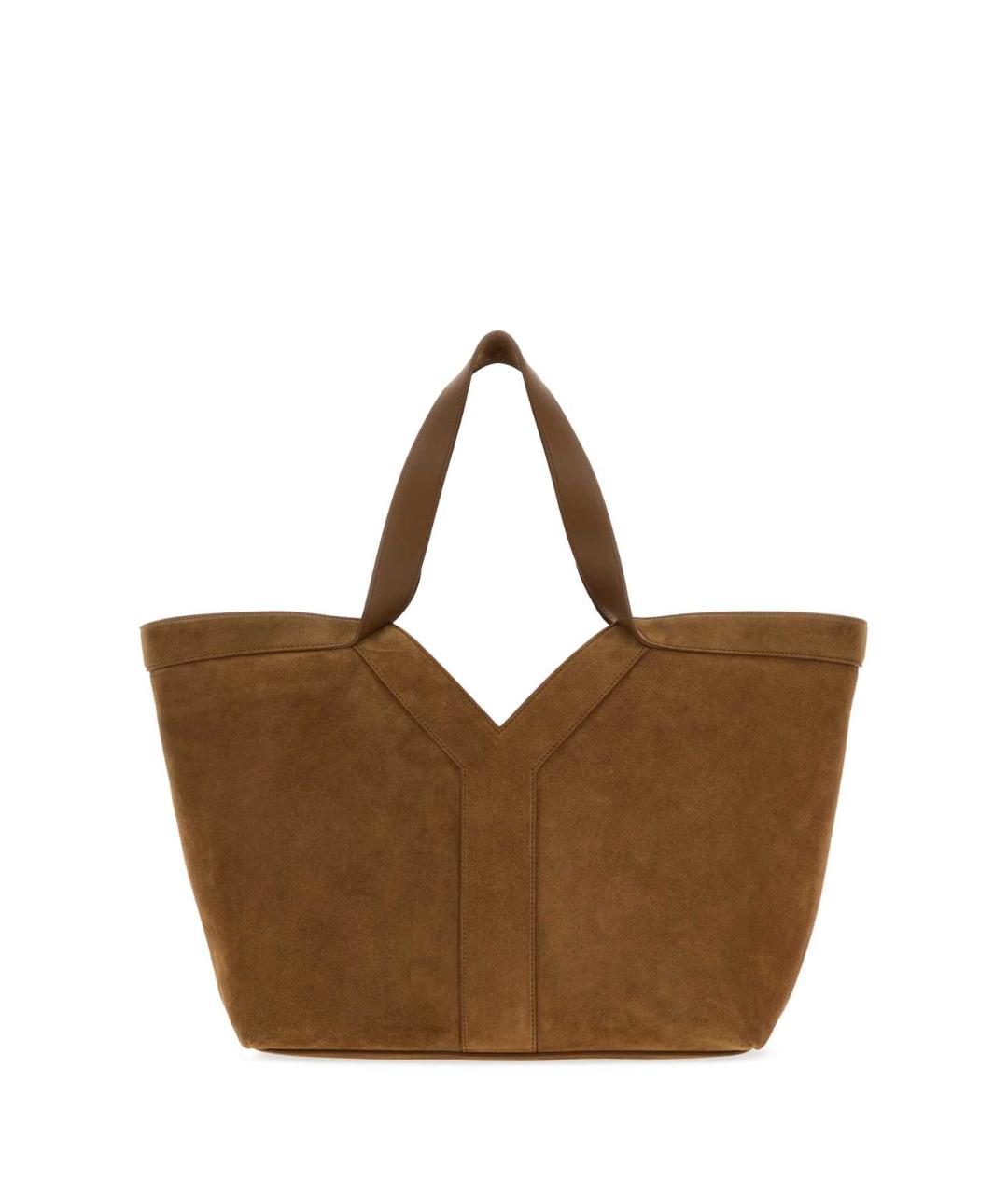 SAINT LAURENT Бежевая замшевая сумка тоут, фото 1