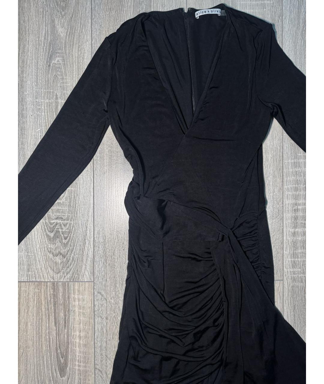 ALICE+OLIVIA Черное ацетатное коктейльное платье, фото 4