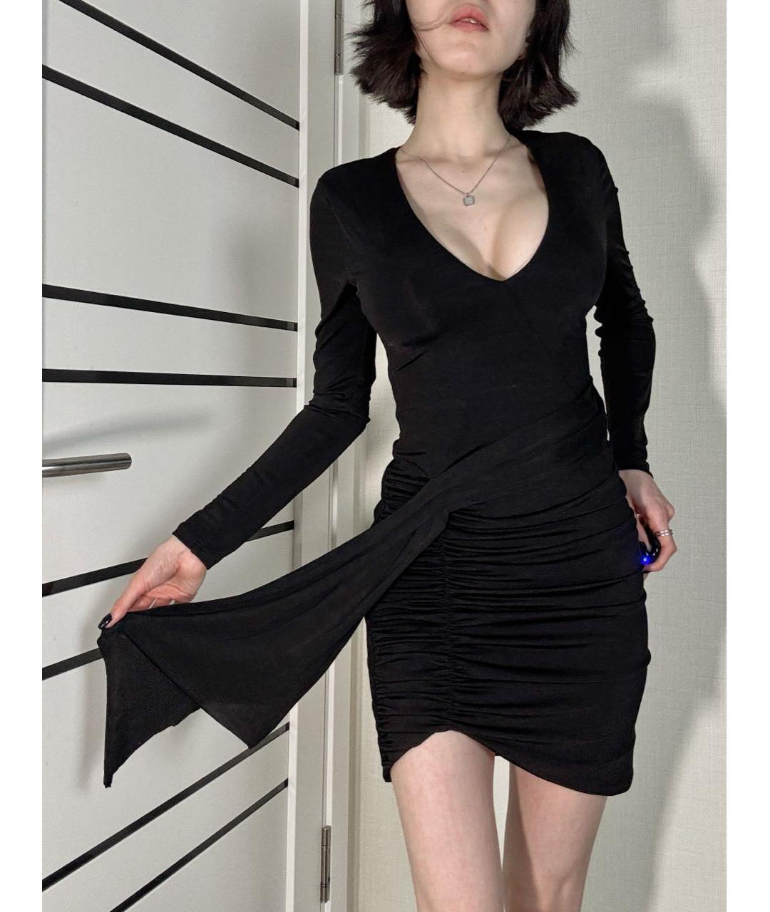 ALICE+OLIVIA Черное ацетатное коктейльное платье, фото 5