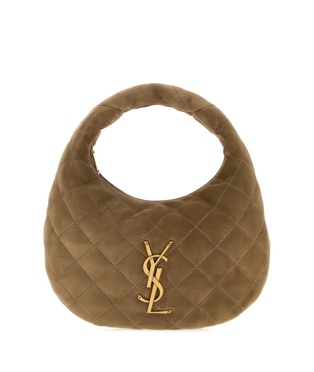 SAINT LAURENT Коричневая замшевая сумка с короткими ручками, фото 1